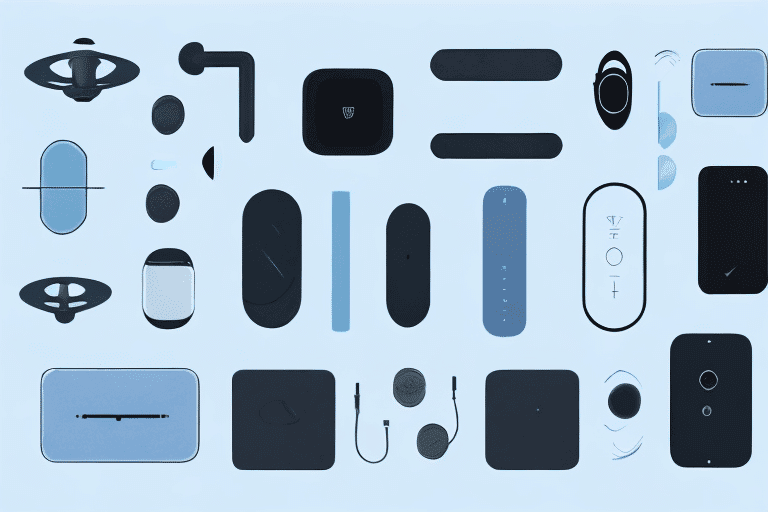 A collection of sleek and modern tech gadgets such as a smartwatch A collection of sleek and modern tech gadgets such as a smartwatch